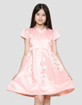 Sweet Miss Midi Dress Anak Perempuan Print Bunga Kerah Qipaw