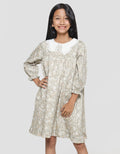 Sweet Miss Print Bunga Collar Butterfly Lace Midi Dress Anak Perempuan