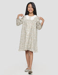 Sweet Miss Print Bunga Collar Butterfly Lace Midi Dress Anak Perempuan