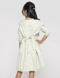 Sweet Miss Print Daun Krah Lace Lancip Midi Dress Anak Perempuan
