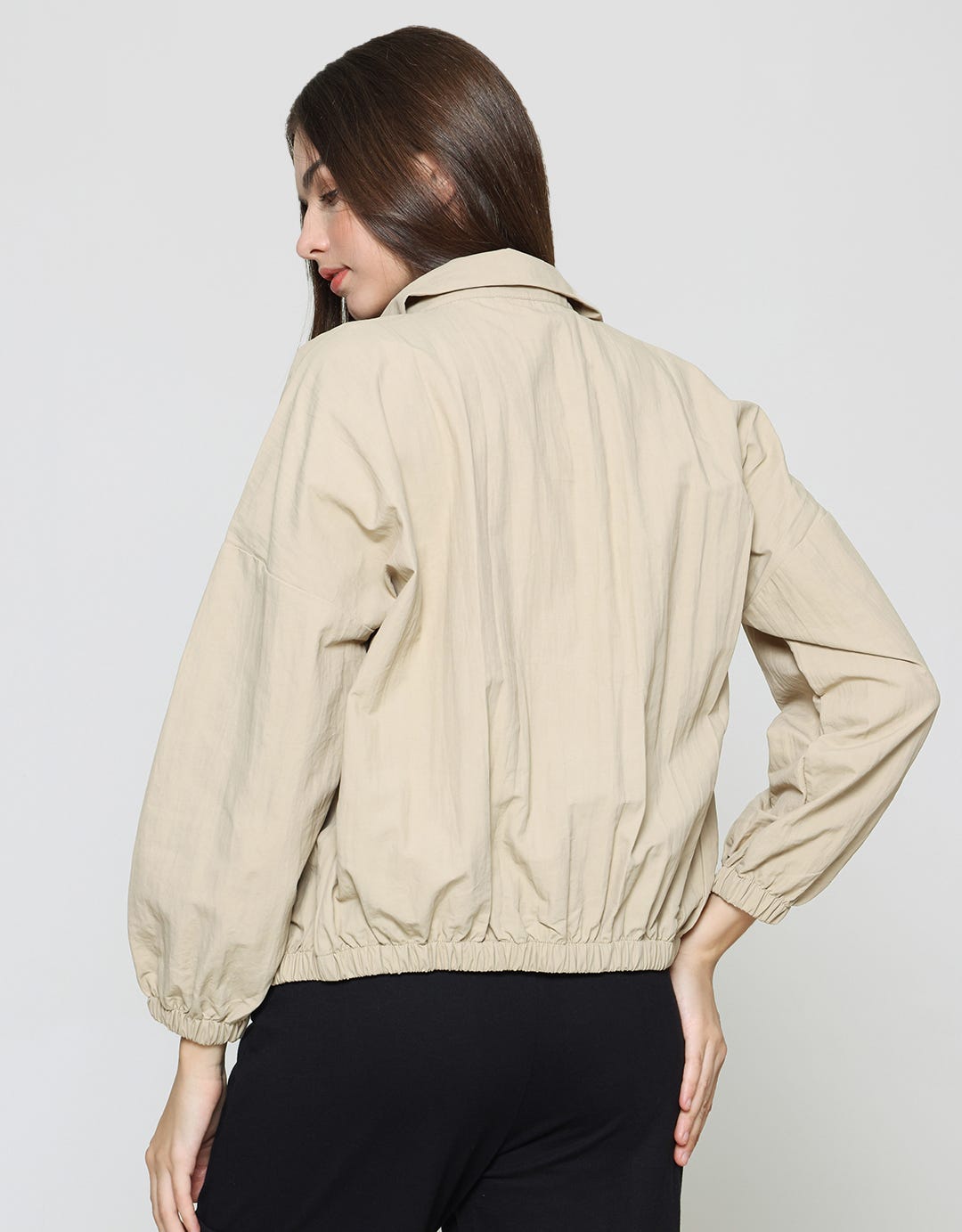 American Jeans Jaket Nylon Turtle Neck  Wanita With Zipper