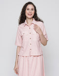 Details Short Sleeve Shirt Crop Top Brokat With Side Ribbon