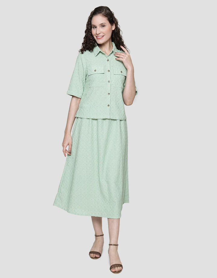 Details Short Sleeve Shirt Brocade Crop Top With Side Ribbon