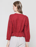 Details Blouse Lengan Panjang With Ruffle Wanita