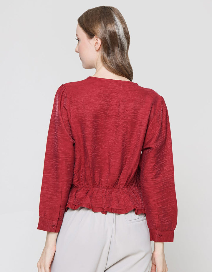 Details Blouse Lengan Panjang With Ruffle Wanita
