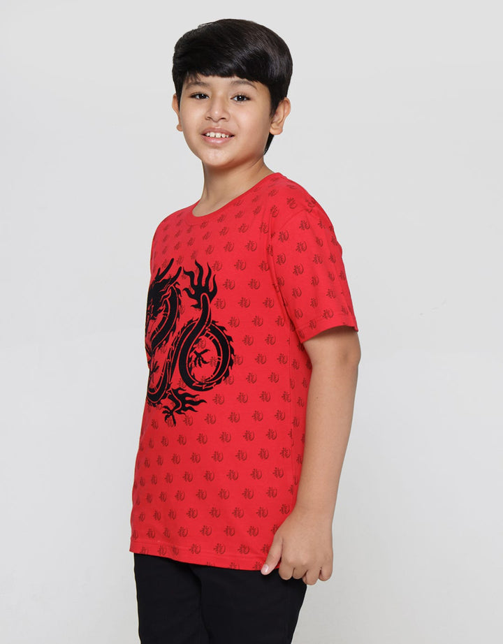 Aero Short Sleeve T-Shirt Print F/P Dragon Flocking