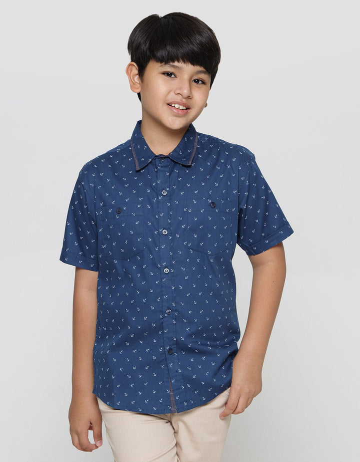 Aero Short Sleeve Shirts Anchor Print Pocket