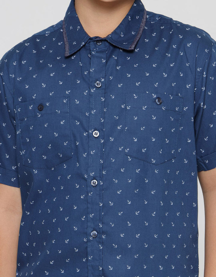 Aero Short Sleeve Shirts Anchor Print Pocket