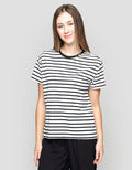 Connexion Knit Stripe Kaos Wanita