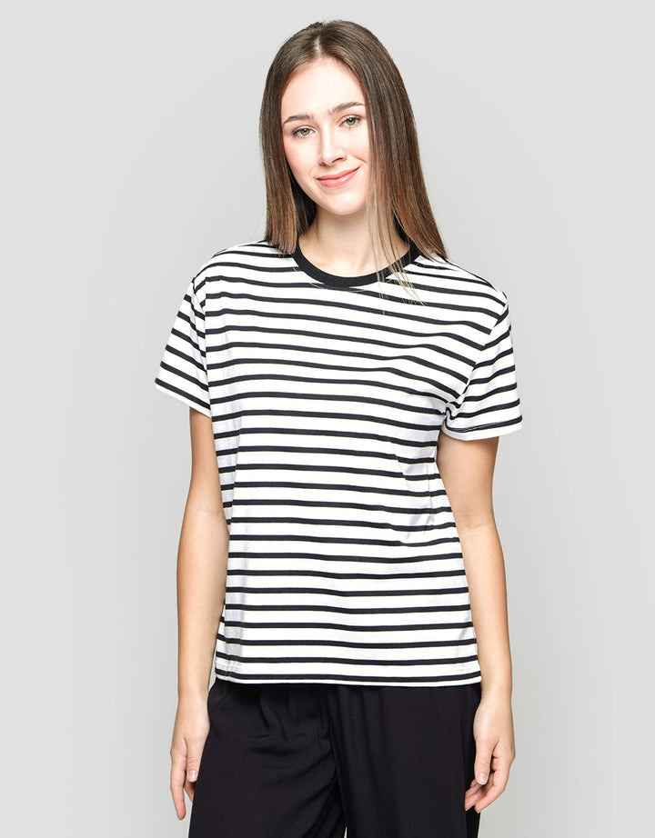 Connexion Knit Stripe Kaos Wanita