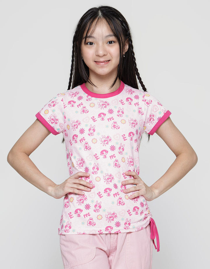 Powerpuff Girls Character Drawstring Print T-shirt for Girls