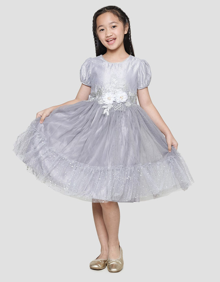 Donita Flower Patch Dress Party Anak Perempuan