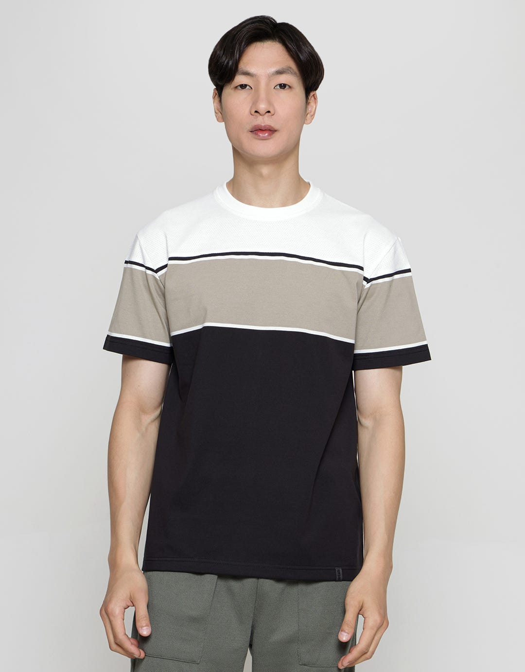 Details Texture Color Blocking Cut And Sewn Men's T-shirt