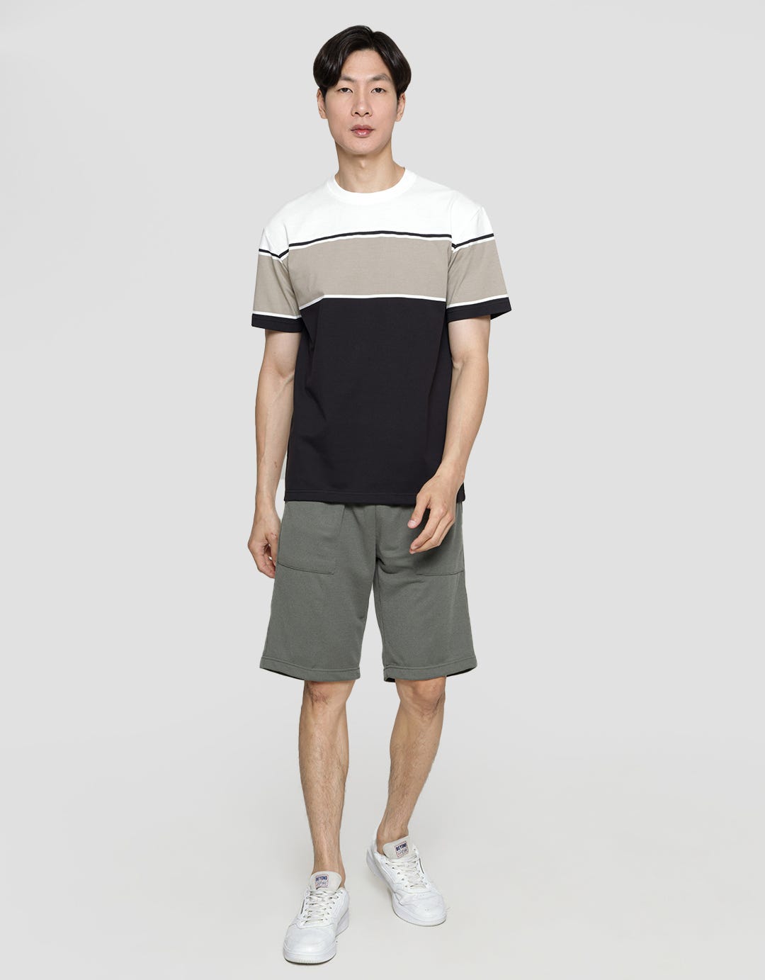 Details Texture Color Blocking Cut And Sewn Men's T-shirt