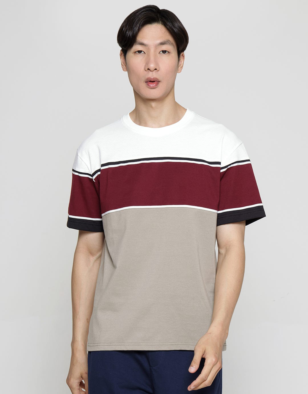 Details Texture Color Blocking Cut And Sewn Men's T-shirt