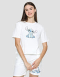 Disney Stitch Basix Women's Short Sleeve Boxy Print T-Shirt