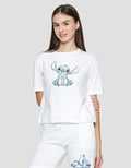 Disney Stitch Basix Women's Short Sleeve Boxy Print T-Shirt