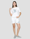 Disney Stitch Basix Women's Short Sleeve Boxy Print T-Shirt