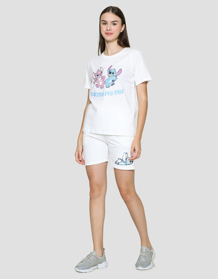 Disney Kaos Lengan Pendek Basic Wanita Print Stitch