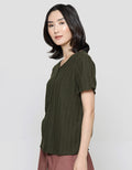 Connexion V Neck Texture Neci Kaos Lengan Pendek Wanita