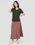 Connexion V Neck Texture Neci Kaos Lengan Pendek Wanita
