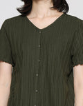 Connexion V Neck Texture Neci Kaos Lengan Pendek Wanita