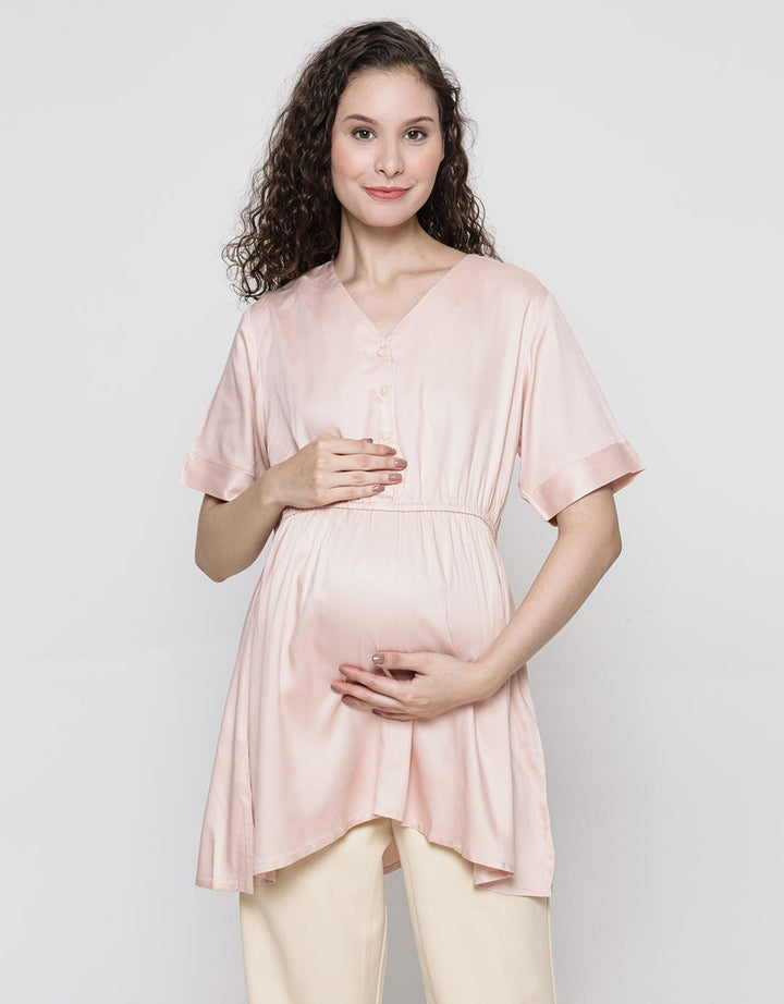 Connexion Mom Short Sleeve Blouse V Neck Livaeco