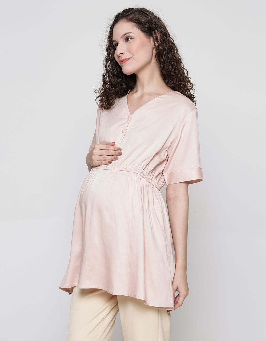 Connexion Mom Short Sleeve Blouse V Neck Livaeco