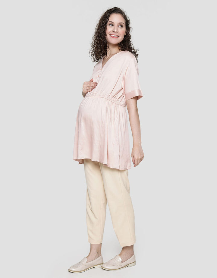 Connexion Mom Short Sleeve Blouse V Neck Livaeco