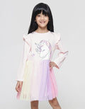 Little M Midi Dress Anak Perempuan Ruffle Unicorn Butterflies