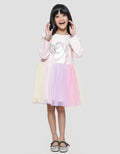 Little M Midi Dress Anak Perempuan Ruffle Unicorn Butterflies