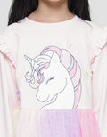 Little M Midi Dress Anak Perempuan Ruffle Unicorn Butterflies