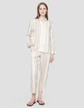 Nevada Long Sleeve Pyjama Celana Wanita Line Crayon