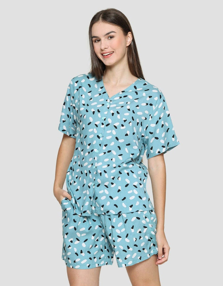 Nevada Piyama Setelan Wanita Print Wavy Line