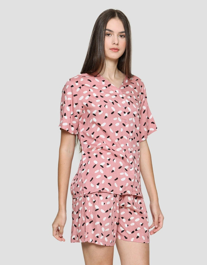 Nevada Piyama Setelan Wanita Print Wavy Line