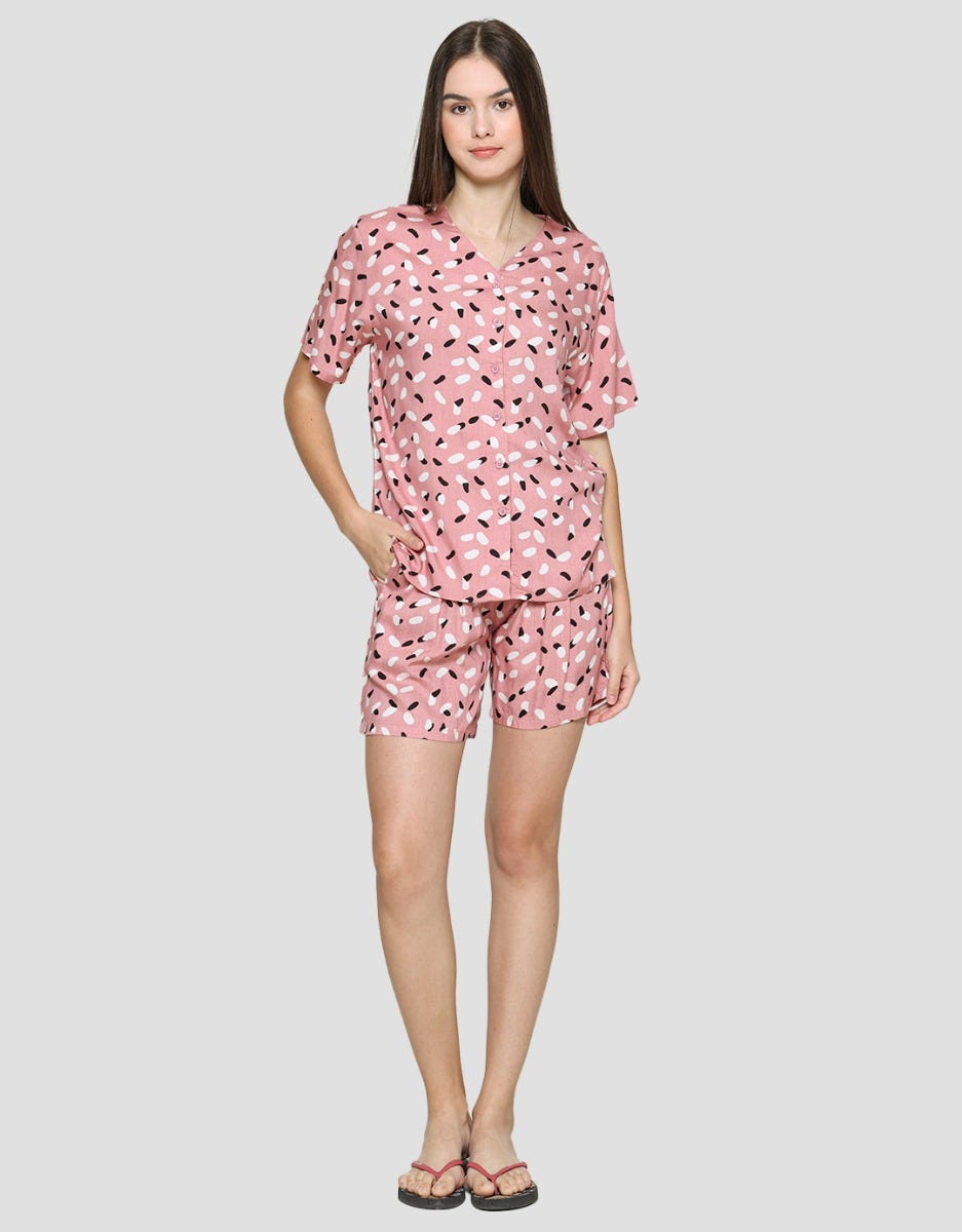 Nevada Piyama Setelan Wanita Print Wavy Line