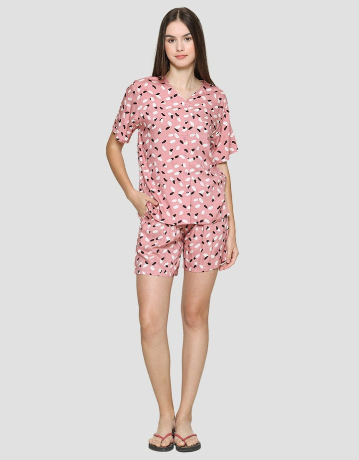 Nevada Piyama Setelan Wanita Print Wavy Line