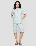 Disney Alice Green Rayon Baju Tidur Set Capri Wanita