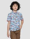Little M Print Texture Car Kemeja Anak Laki-laki