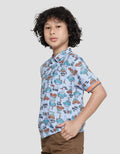 Little M Print Texture Car Kemeja Anak Laki-laki