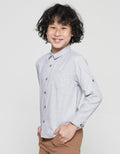 Little M Full Print Texture Kemeja Lengan Panjang Anak Laki-Laki