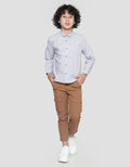 Little M Full Print Texture Kemeja Lengan Panjang Anak Laki-Laki