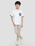 Little M Dobby Spider Kemeja Koko Casual Anak Laki-Laki