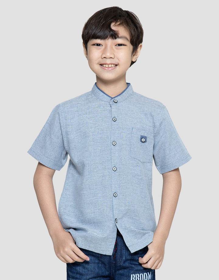 Little M Solid Texture Baju Koko Anak Laki-laki