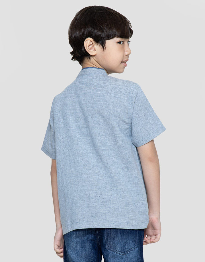 Little M Solid Texture Baju Koko Anak Laki-laki