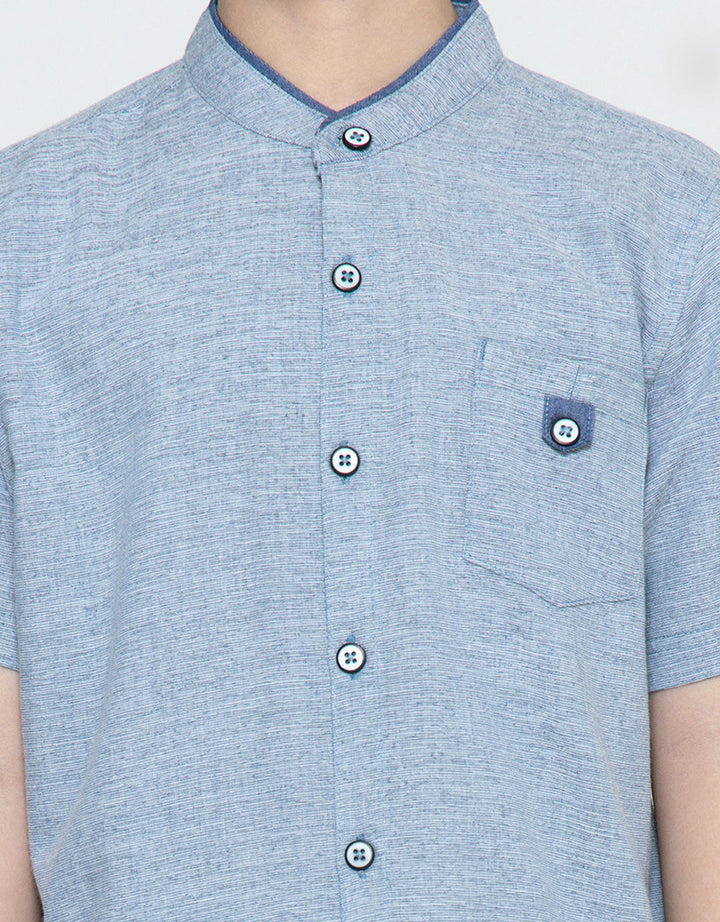 Little M Solid Texture Baju Koko Anak Laki-laki