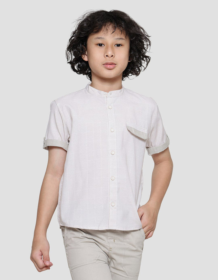 Little M Casual Texture Koko Lengan Pendek Anak Laki-Laki