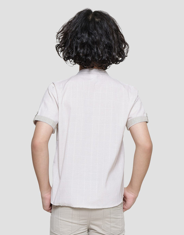 Little M Casual Texture Koko Lengan Pendek Anak Laki-Laki