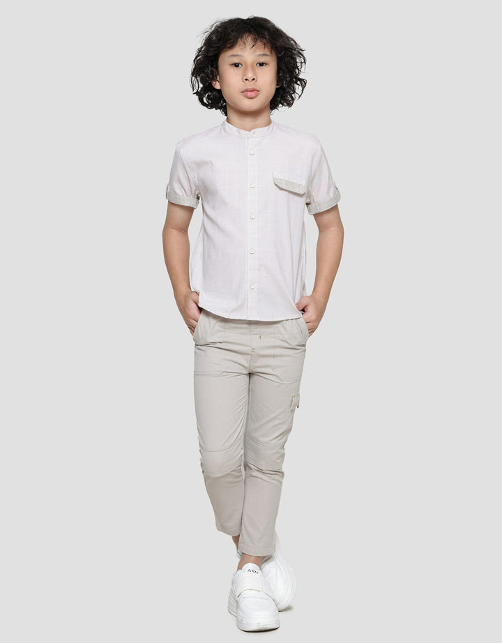 Little M Casual Texture Koko Lengan Pendek Anak Laki-Laki