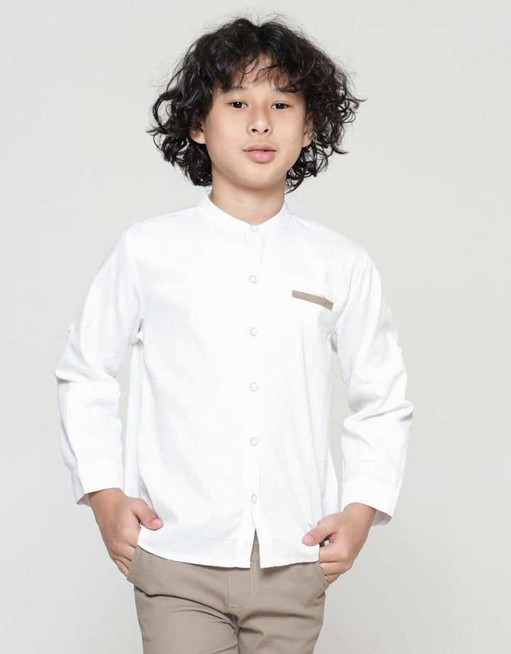 Little M Koko Lengan Panjang Casual Dobby Pique Anak Laki-laki
